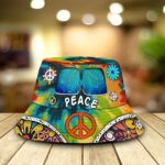 Hippie Peace Bus Multi Color Spiral Tie Dye Bucket Hat
