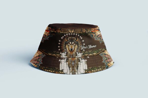 Indian Native Wolf Dream Catchers Bucket Hat Custom Name