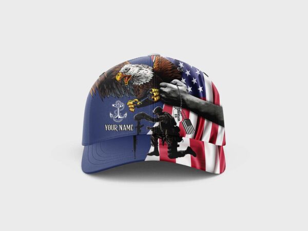 Personalized United States Navy Midshipmen Anchor Veteran Baseball Cap
