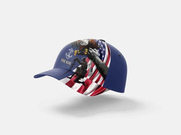 Personalized United States Navy Midshipmen Anchor Veteran Baseball Cap