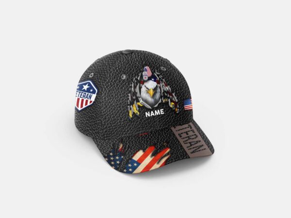 Personalized  US Veteran America Flag Patriot American Eagle Memorial Baseball Cap