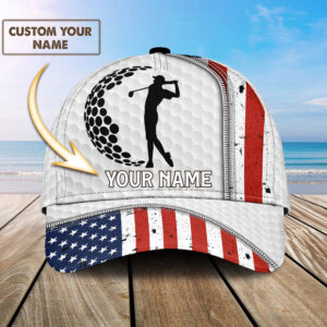 Personalized Name America Flag Golf Man Lovers Baseball Cap