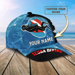 Personalized Name Scuba Diving Baseball Cap 1 - Adeenyc.com 