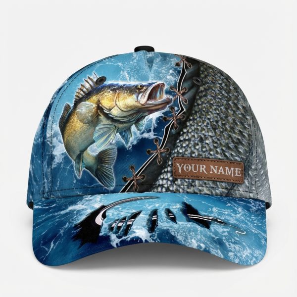 Customizable Walleye Fishing Hat for Anglers - Personalized Outdoor Cap